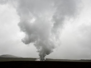 Steam from a geothermal power plant in Iceland