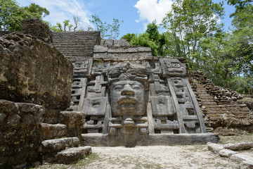 Temple and Pyramid of Masks, Lamanai Archaeological Reserve, Orange Walk, Belize, Central America.