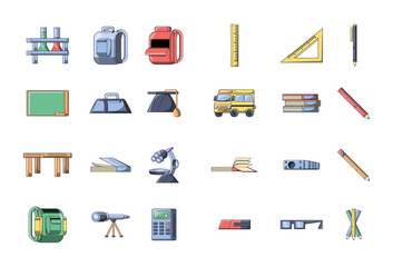 bundle back to school with set icons
