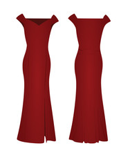 Red elegant dress. vector illustration