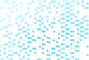 Light BLUE vector texture with colored snowflakes.