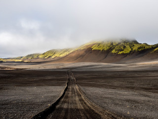 Dirt road through the Langisjor Valley in remote Iceland