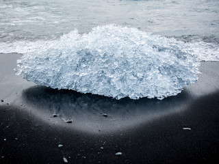 Detail of iceburgs washed up on the beach near Jokulsarlon glacier
