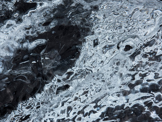 Detail of iceburgs washed up on the beach near Jokulsarlon glacier