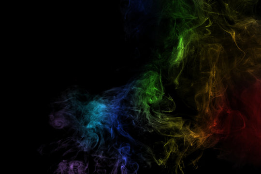 Abstract rainbow colorful  smoke image on black background,