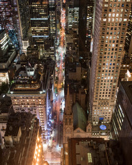 Aerial city view of manhattan at night. 