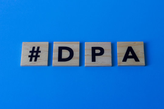 Hashtag #DPA (Data Protection Act) on Blue Background