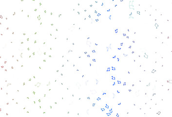 Light Multicolor, Rainbow vector background with music symbols.