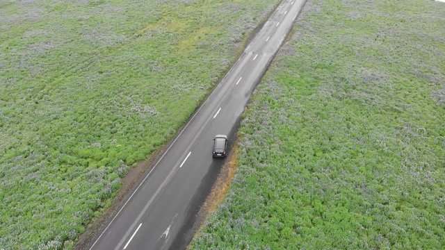 car drives on the road