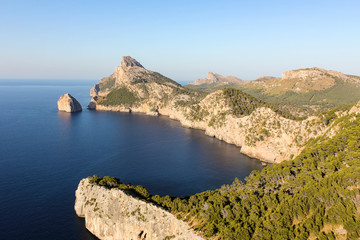 Beautiful views of the mountains and the sea. island of Mallorca