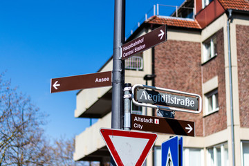 City Sign Post around Munster Germany