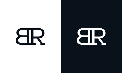 Minimalist line art letter BR logo. This logo icon incorporate with two letter in the creative way. - obrazy, fototapety, plakaty