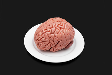 human zombie brain on plate halloween horror background texture wallpaper