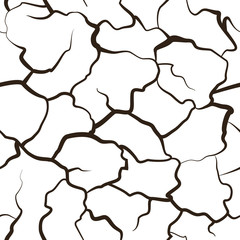 Drought desert texture. White background. Global warming. Cracked earth. Vector illustration