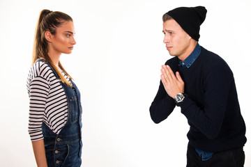 couple arguing, girlfriend boyfriend  problems, marriage  and relationship concept