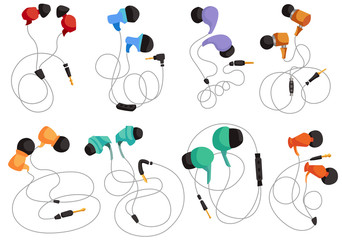 Headphones for listening to music, in-ear headphones, multi-colored headphones.