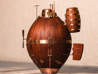 wooden model of the first combat submarine 