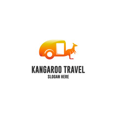 kangaroo travel logo illustrations
