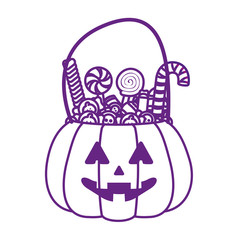 halloween pumpkin with sweet candies