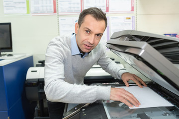 office worker scanning a document
