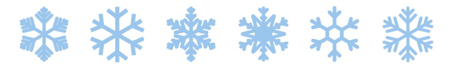 Snowflake Icon Blue | Snowflakes | Ice Crystal Winter Symbol | Christmas Logo | Xmas Sign | Variations