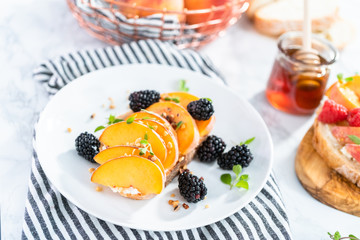Peach ricotta toast
