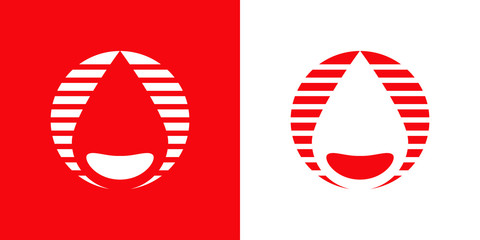 Logotipo con gota de sangre en circulo con lineas en rojo y blanco