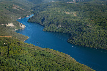 Fototapeta na wymiar Aerial view of Lim channel (Limski kanal), Istra, Croatia