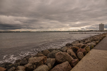the bay of Travemünde in cloudy autumn weather