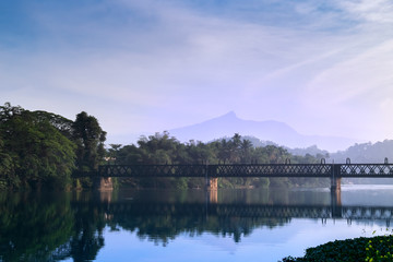 Fototapeta na wymiar Railroad Trestle over Mahaweli Ganga (Mahaweli River), Kandy, Sri Lanka