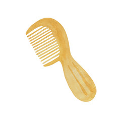 A wooden hairbrush, hand drawn hygienic accessory