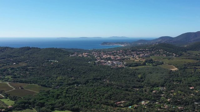 Aerial view from Gassin of Cavalaire-sur-mer south of France sunny day french riviera 