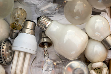 A mixture of old fashioned light bulbs