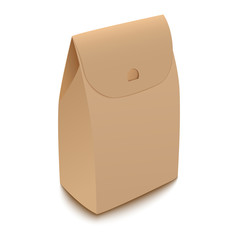 Obraz premium Brown recycled paper bag package. Vector illustration