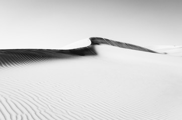 Abstract dune ridge in the Rub Al Khali Desert, Abu Dhabi, black and white