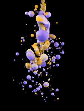 Yellow and Violet Color drop on black background