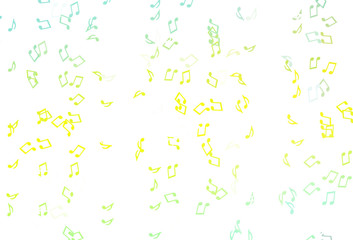 Light Green, Yellow vector backdrop with music notes.
