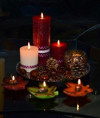 Candles on black background