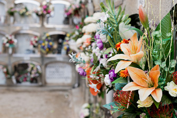 Flowers in a cemetery