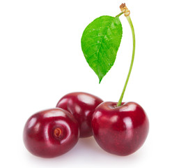 Fresh cherry on white background
