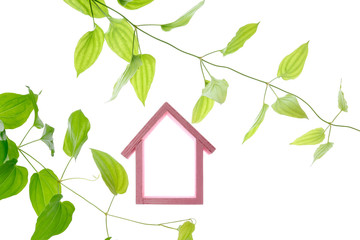 Eco and environment image : Miniature house and plants