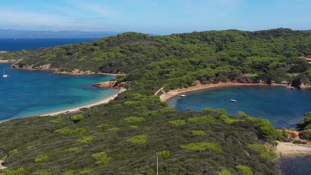 Langoustier beach aerial view Porquerolles France Vacation Hyeres Islands