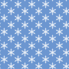 seamless pattern with white snowflakes on light blue background