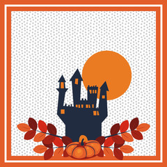 halloween pumpkins with castle scene