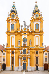 Melk Abbey Church. Main portal with two towers. Melk, Austria