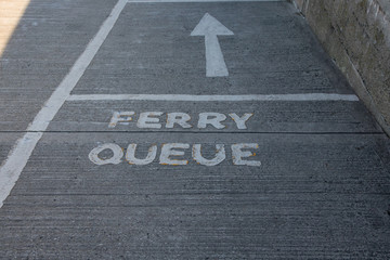 Ferry Queue painted sign, Padstow, Cornwall