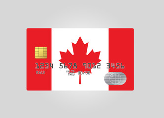 Credit card with country flag of  Canada