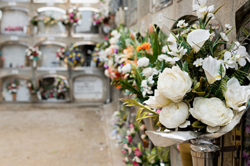 Flowers in a cemetery