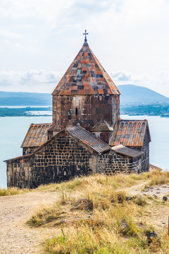 Western Asia, Eurasia, South Caucasus, Republic of Armenia. Sevan. The church of Surp Arakelots at the Sevanavank Monastery complex on Lake Sevan.