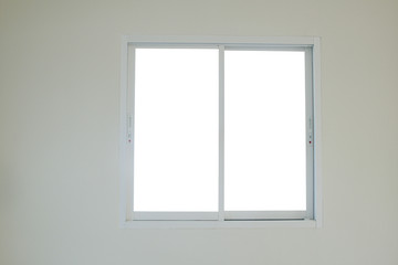 Modern sliding window glass that installed on white wall, interior on home and building